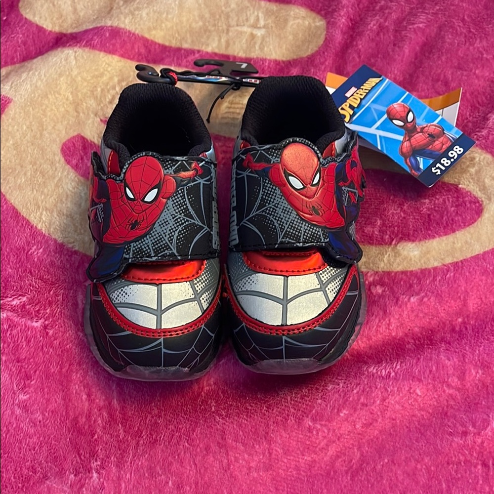 Marvel Little Boys Red & Black Spider-Man Sneakers with Sturdy Sole.